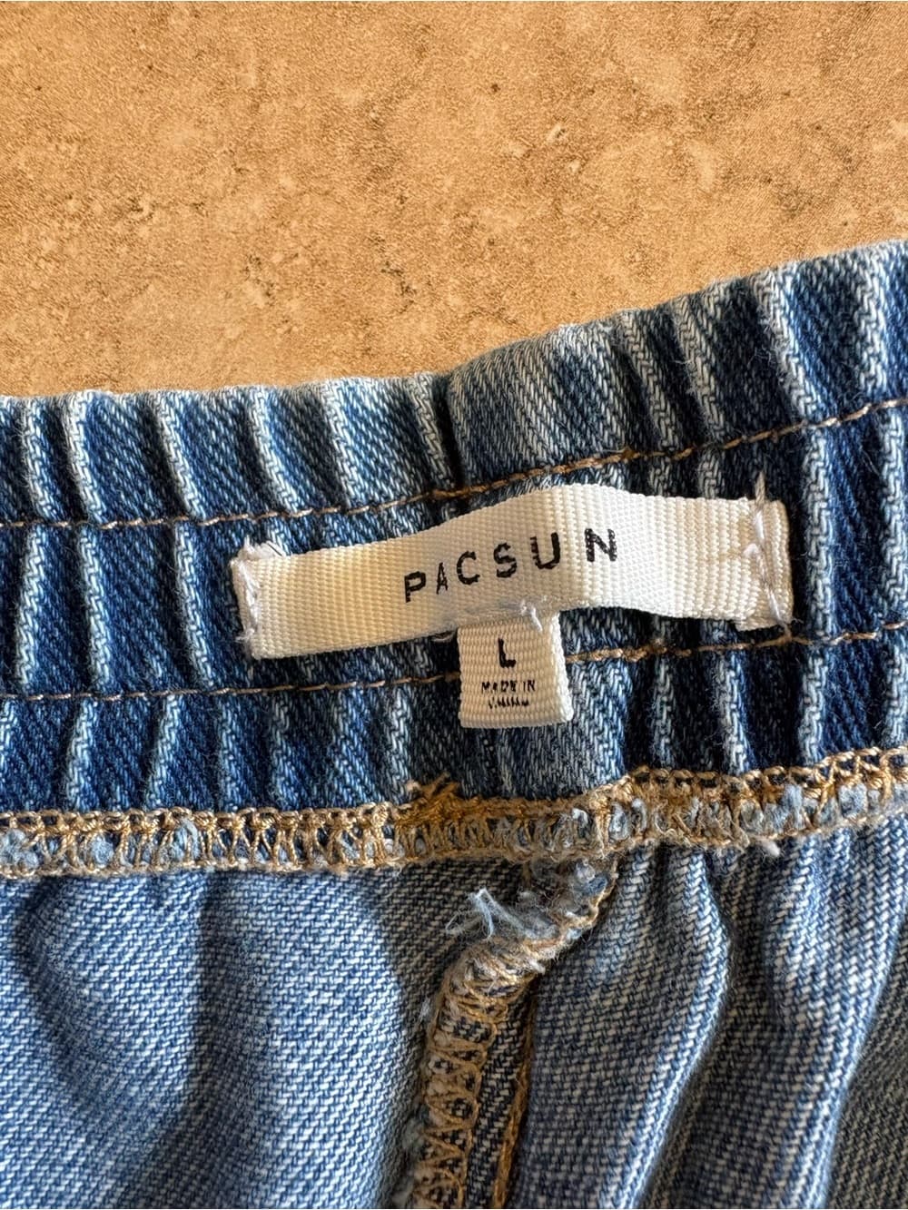 PacSun Light Blue Denim Elastic-Waist Shorts - Thumbnail 2