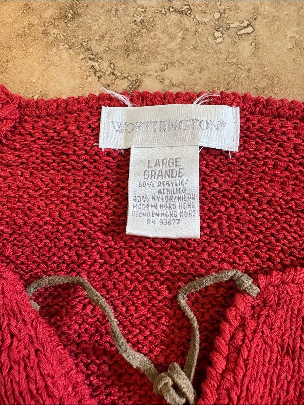 Worthington Red Knit Sleeveless Tank with Crochet Yoke - Thumbnail 2
