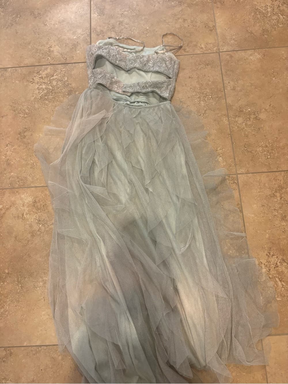 Speechless Dyed Light Green Lace Prom Dress with Tulle - Thumbnail 3
