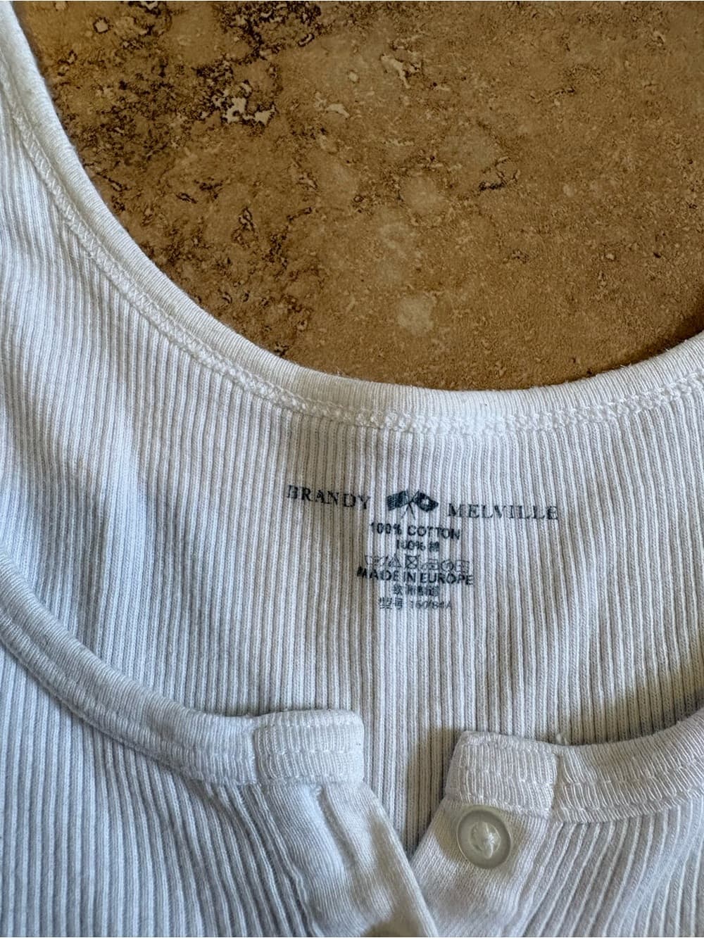 Brandy Melville White Ribbed Button-Front Tank - Thumbnail 2