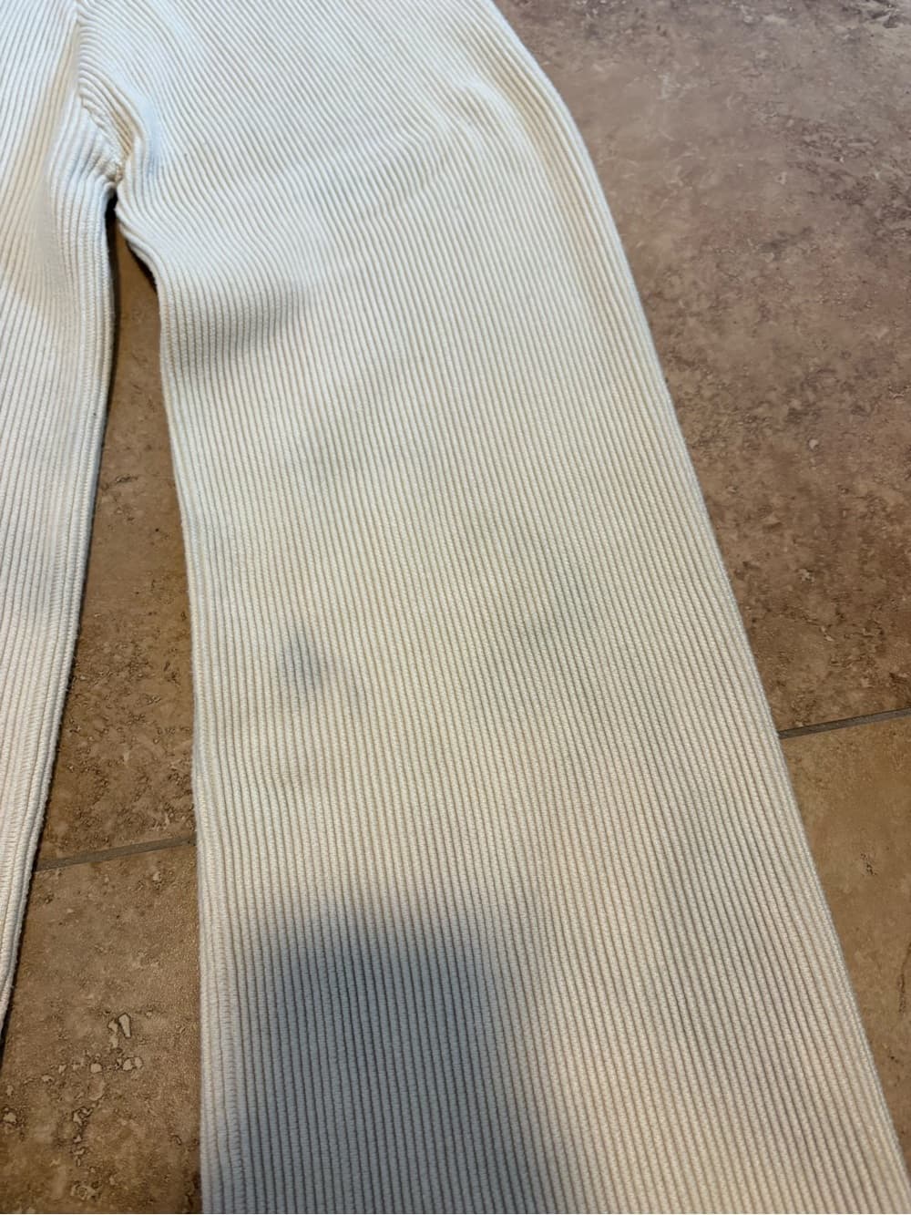 Vintage Cream Ribbed Knit Pants - Thumbnail 3