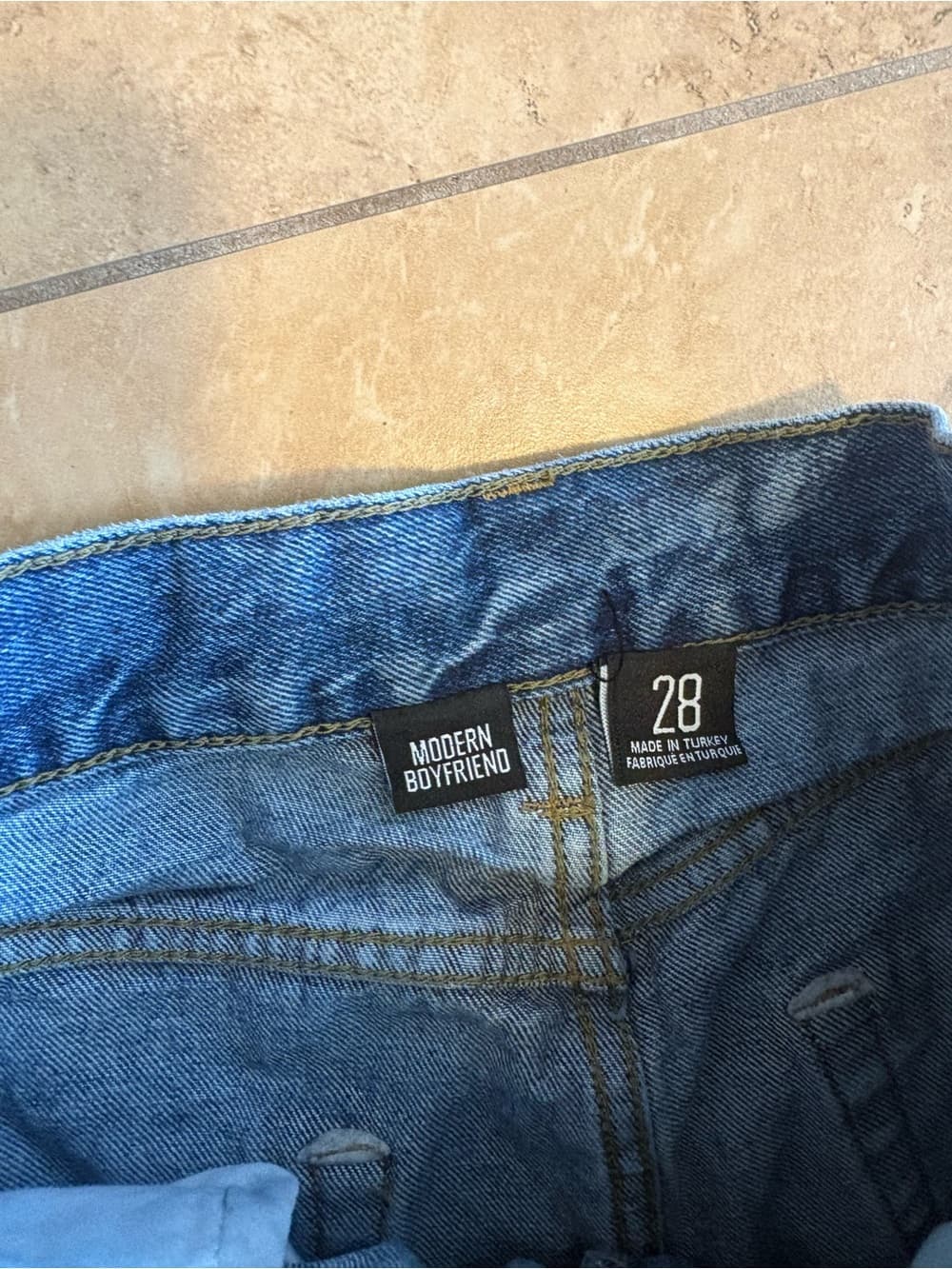 BDG Patterned Blue Denim Boyfriend Jeans - Thumbnail 2