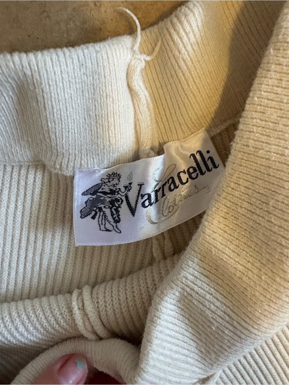 Vintage Cream Ribbed Knit Pants - Thumbnail 2