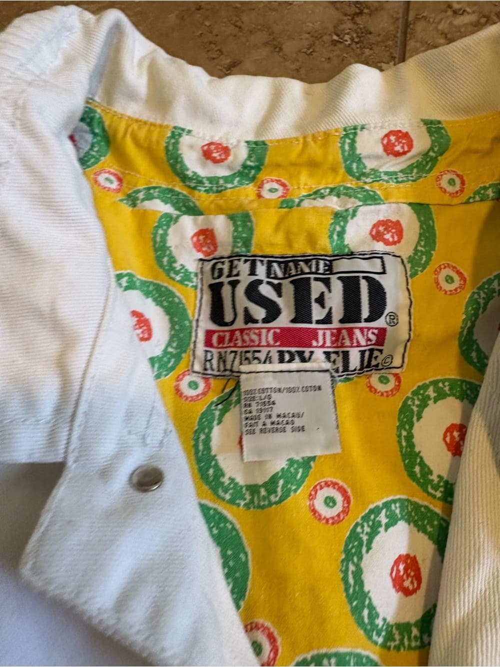 White Canvas Jacket with Colorful Lining - Thumbnail 2