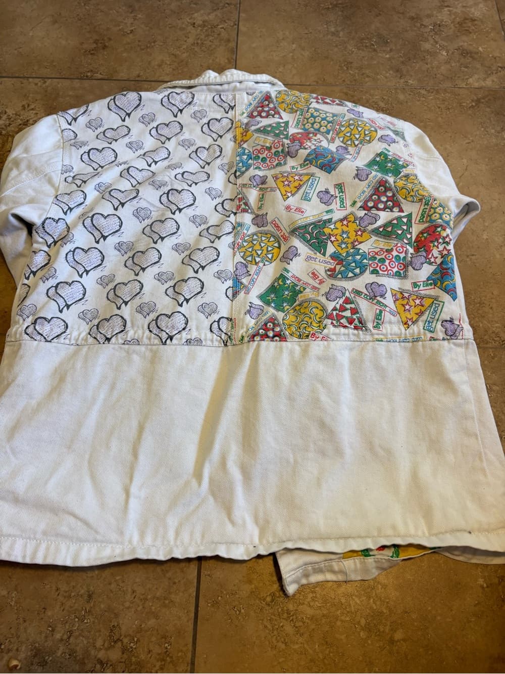 White Canvas Jacket with Colorful Lining - Thumbnail 4