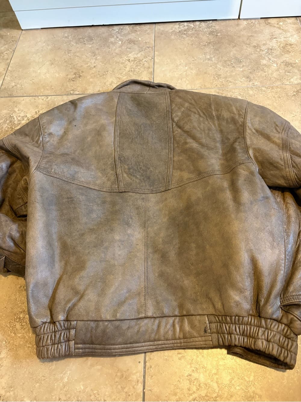 Brown Leather Jacket - Classic Bomber Style - Thumbnail 2