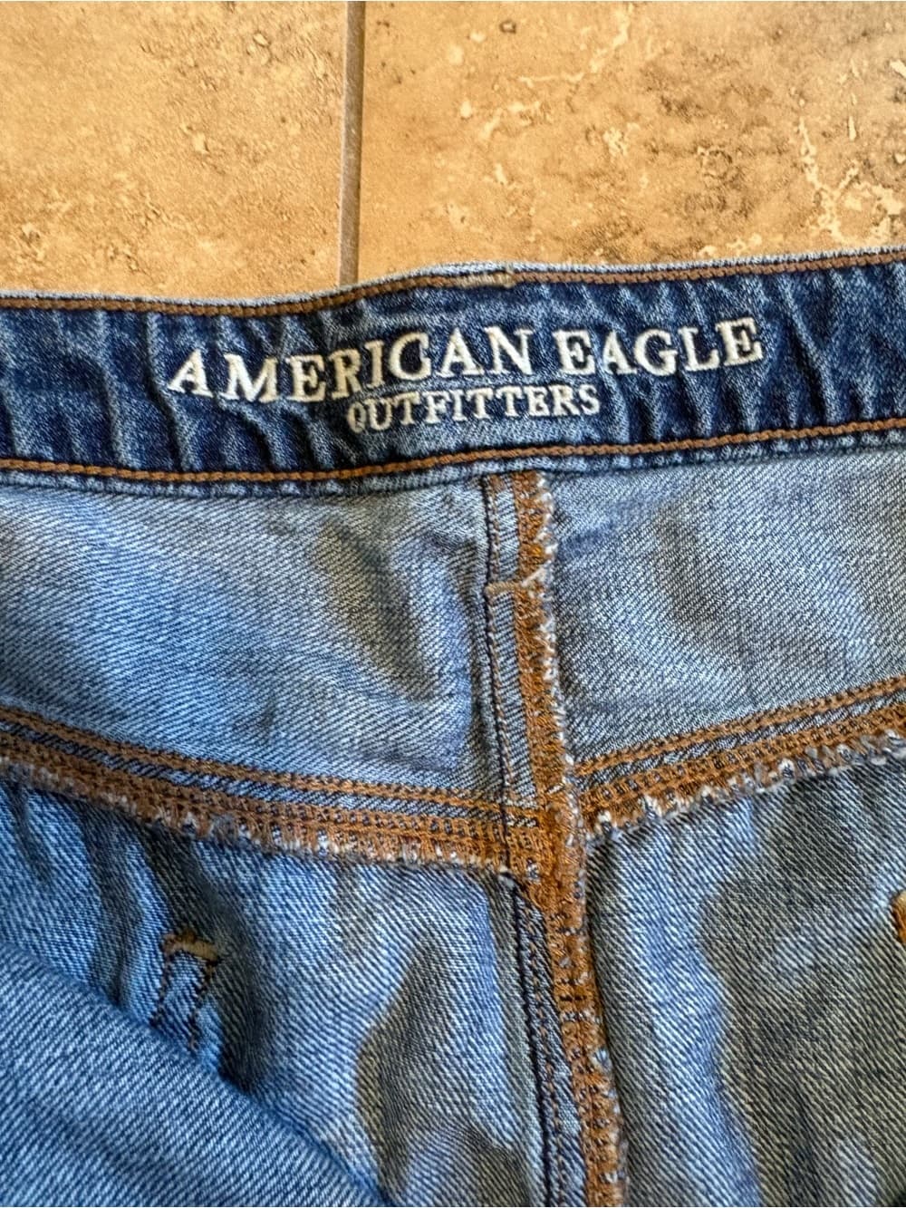 American Eagle Outfitters Blue Denim Distressed Floral Mini Skirt - Thumbnail 2