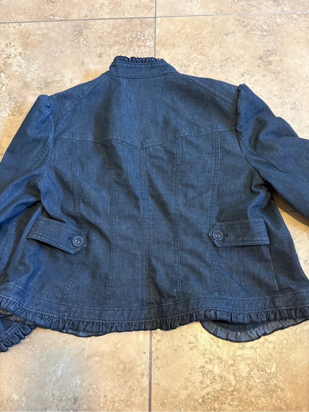 Chelsea & Theodore Black Ruffle-Trim Jacket - Thumbnail 2