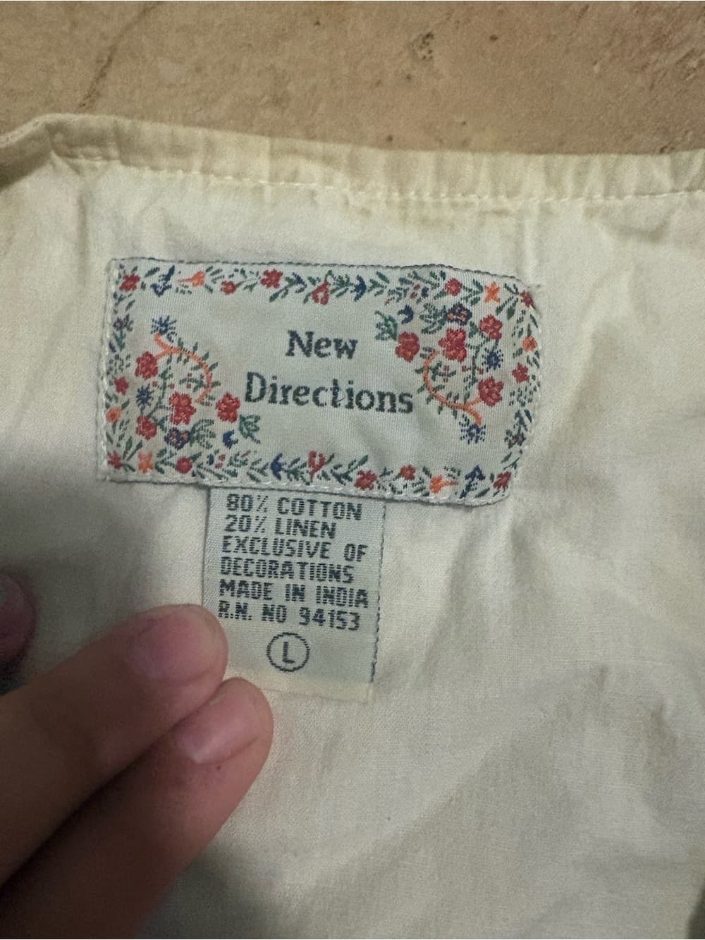 new directions Quilted Patchwork Print Button Front Vest in Cream Multi - Thumbnail 2