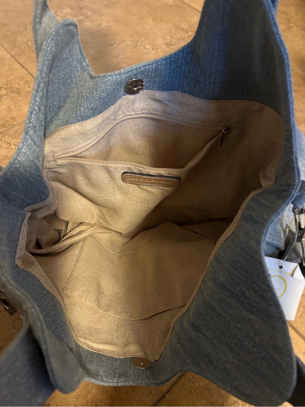 True Religion Denim Tote Bag in Light Blue - Thumbnail 3