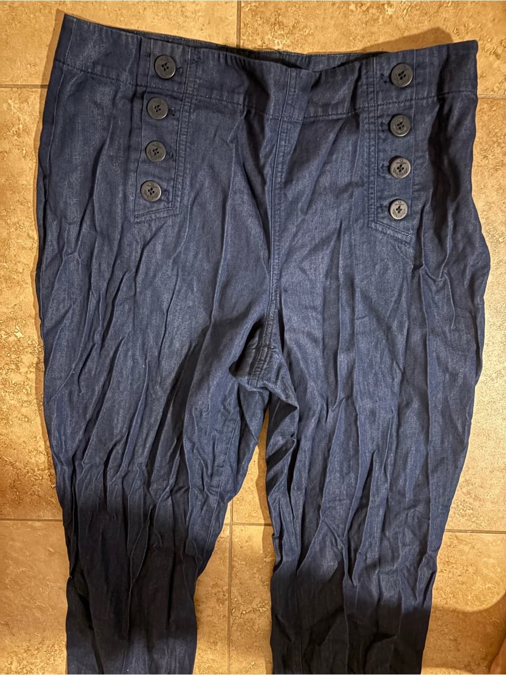 Talbots Women's Navy Button Accent Sailor-Style Pants - Thumbnail 2