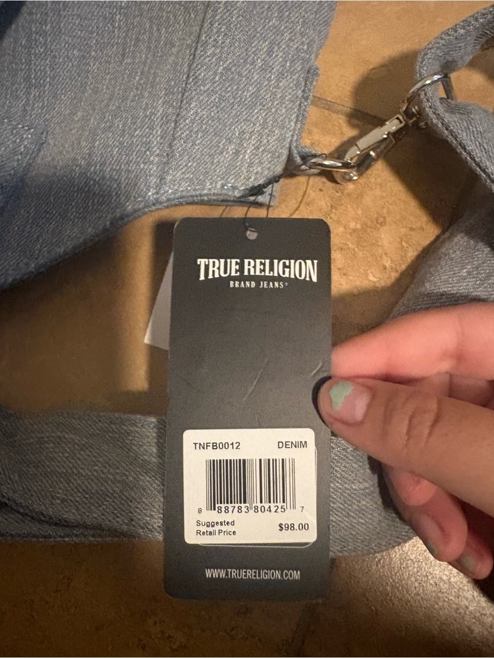 True Religion Denim Tote Bag in Light Blue - Thumbnail 5