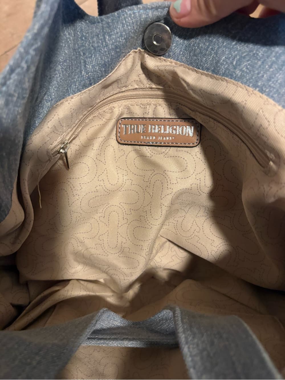 True Religion Denim Tote Bag in Light Blue - Thumbnail 4