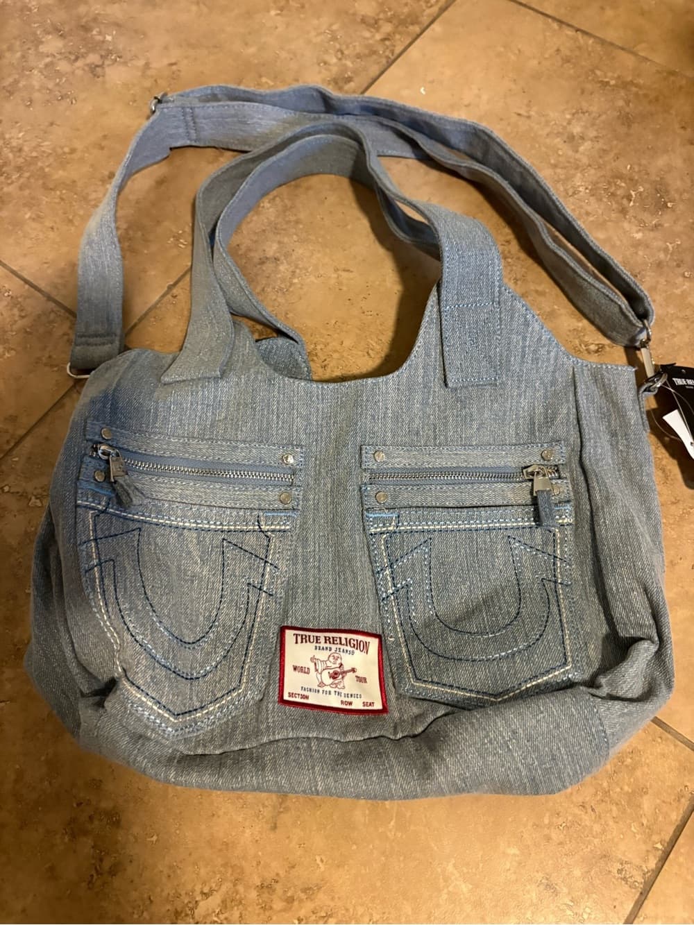 True Religion Denim Tote Bag in Light Blue - Thumbnail 2