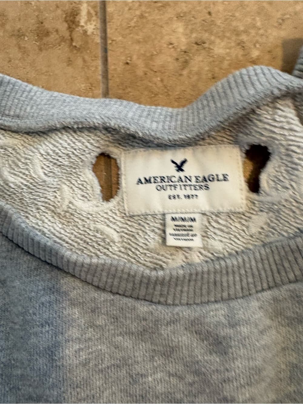 American Eagle Outfitters Light Gray Embellished Shoulder Sweatshirt - Thumbnail 2