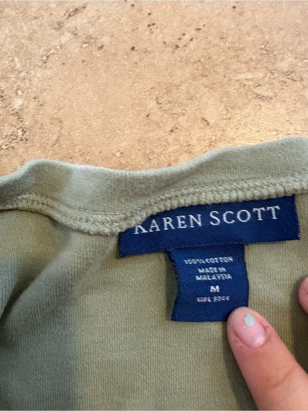 Karen Scott Light Sage Green Long Sleeve Henley Tee - Thumbnail 2