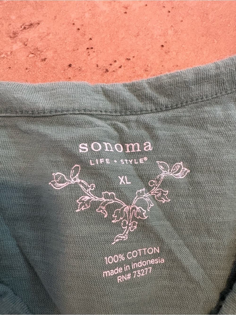 Sonoma Teal V-Neck Short Sleeve Tee with Floral Side Print - Thumbnail 2