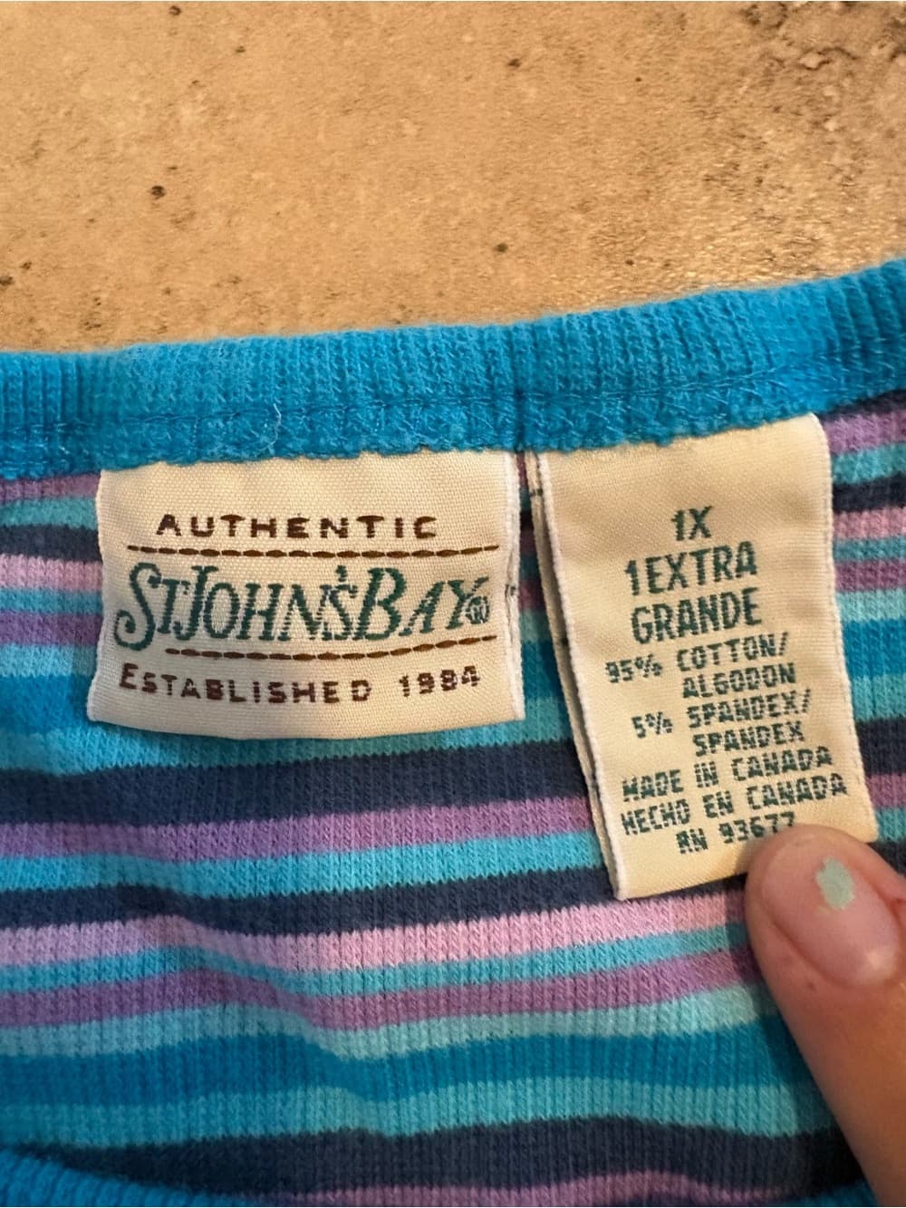 Vintage St. John's Bay Blue & Aqua Striped Tank Top - Thumbnail 2