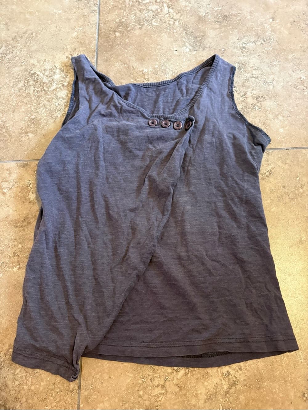 Dark Gray Graphic Tank Top with Subtle Metallic Print - Thumbnail 2