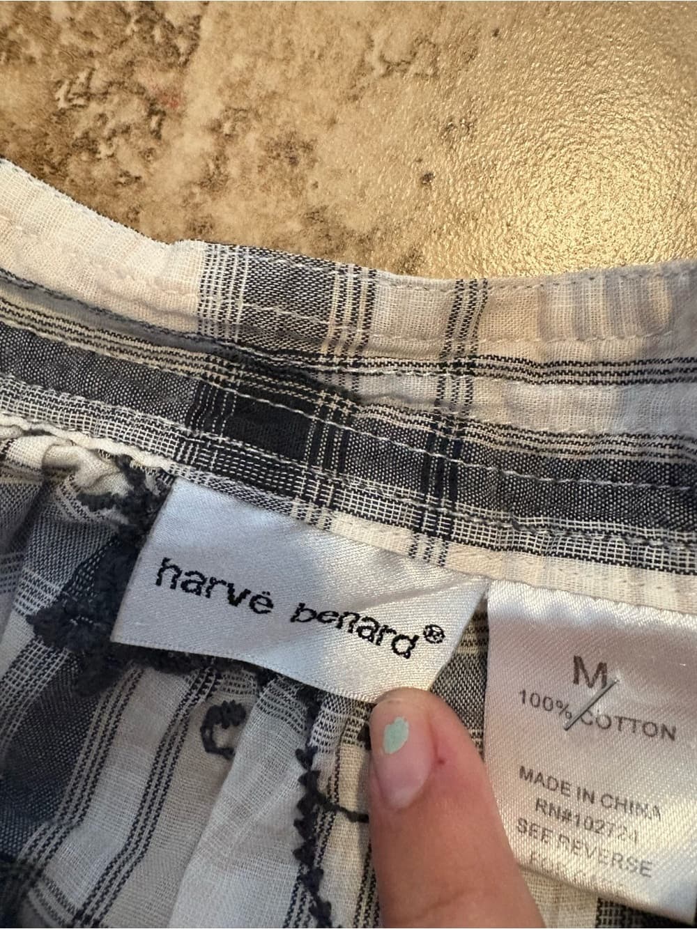 Harve Benard White and Gray Plaid Embroidered Tank Top - Thumbnail 2