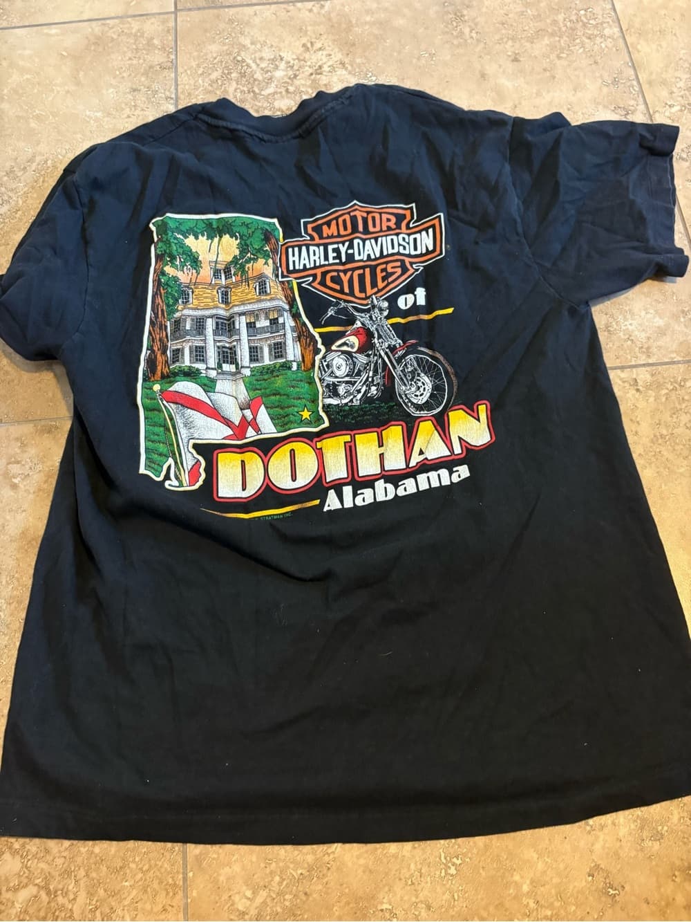 Harley-Davidson Black Short Sleeve Tee with Red & White Logo - Thumbnail 3