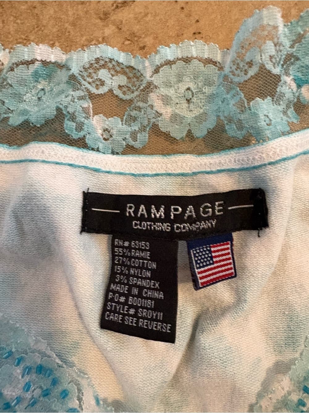 Rampage Aqua and White Lace-Trim Beaded Tank - Thumbnail 2