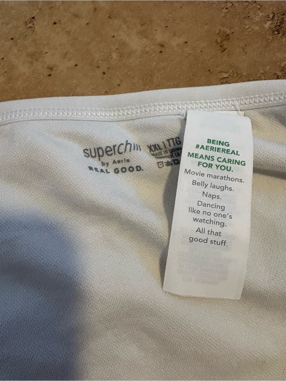 aerie White Lace-Trim Ribbed Cami Tank - Thumbnail 2