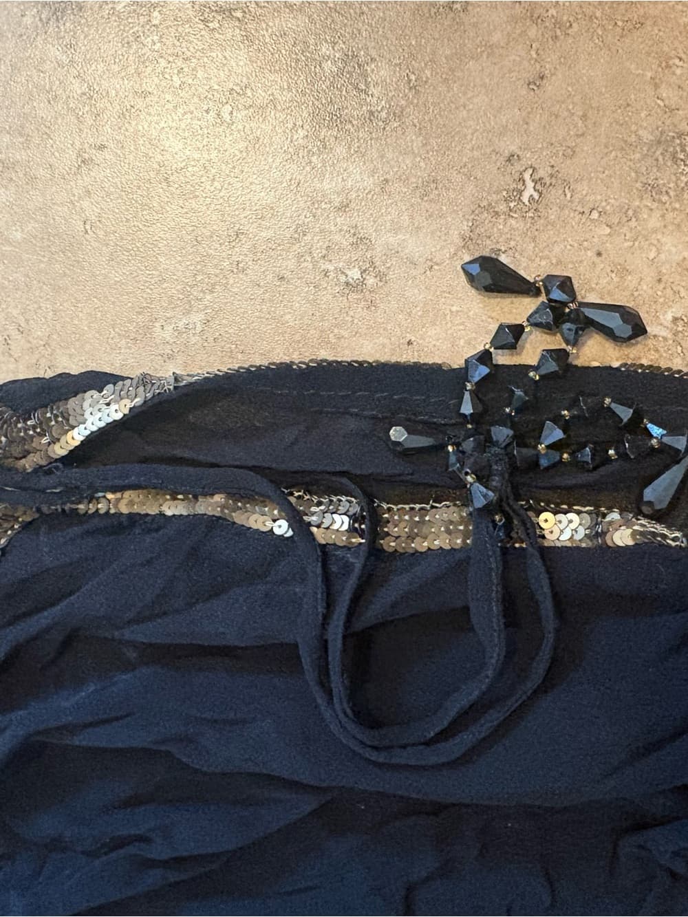 Rhapsody Navy Blue Tank Top with Gold Trim - Thumbnail 2