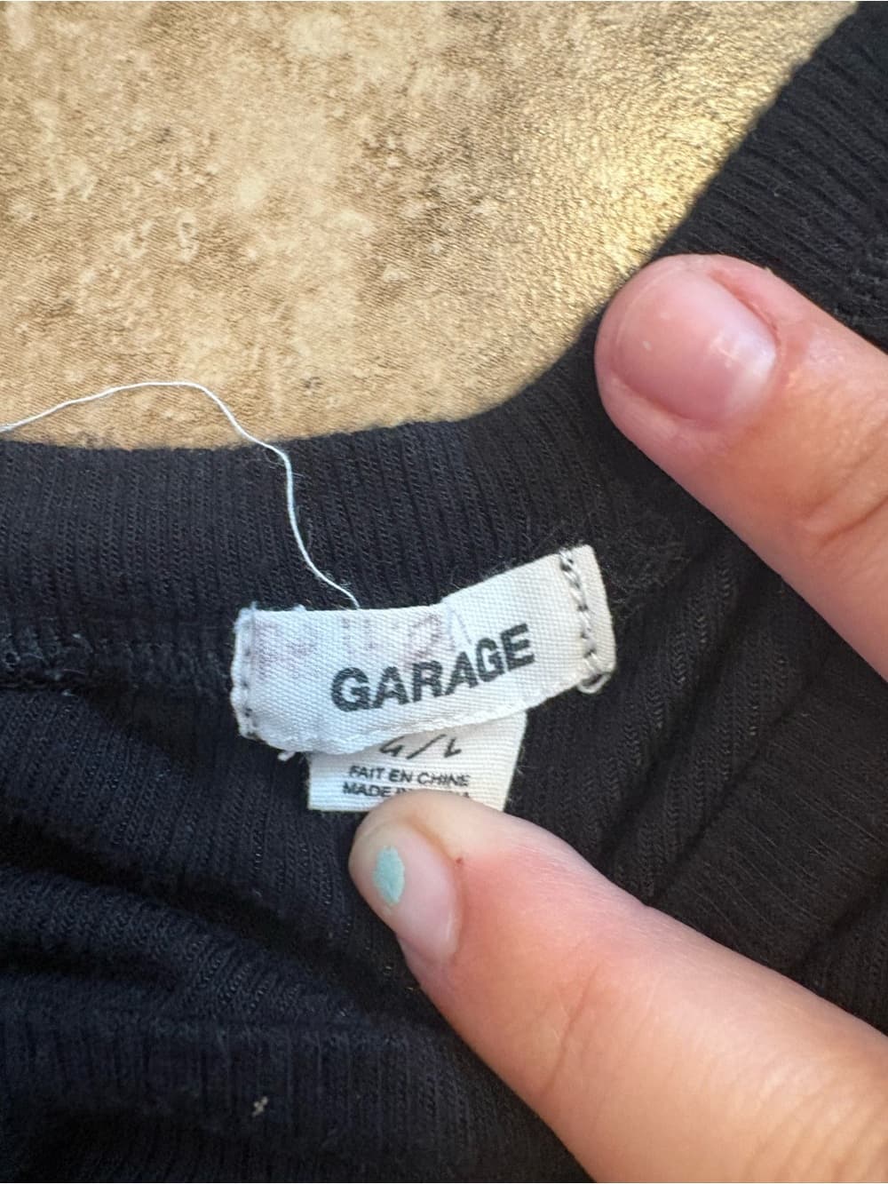 Garage Black Ribbed Short Sleeve Tee - Thumbnail 2