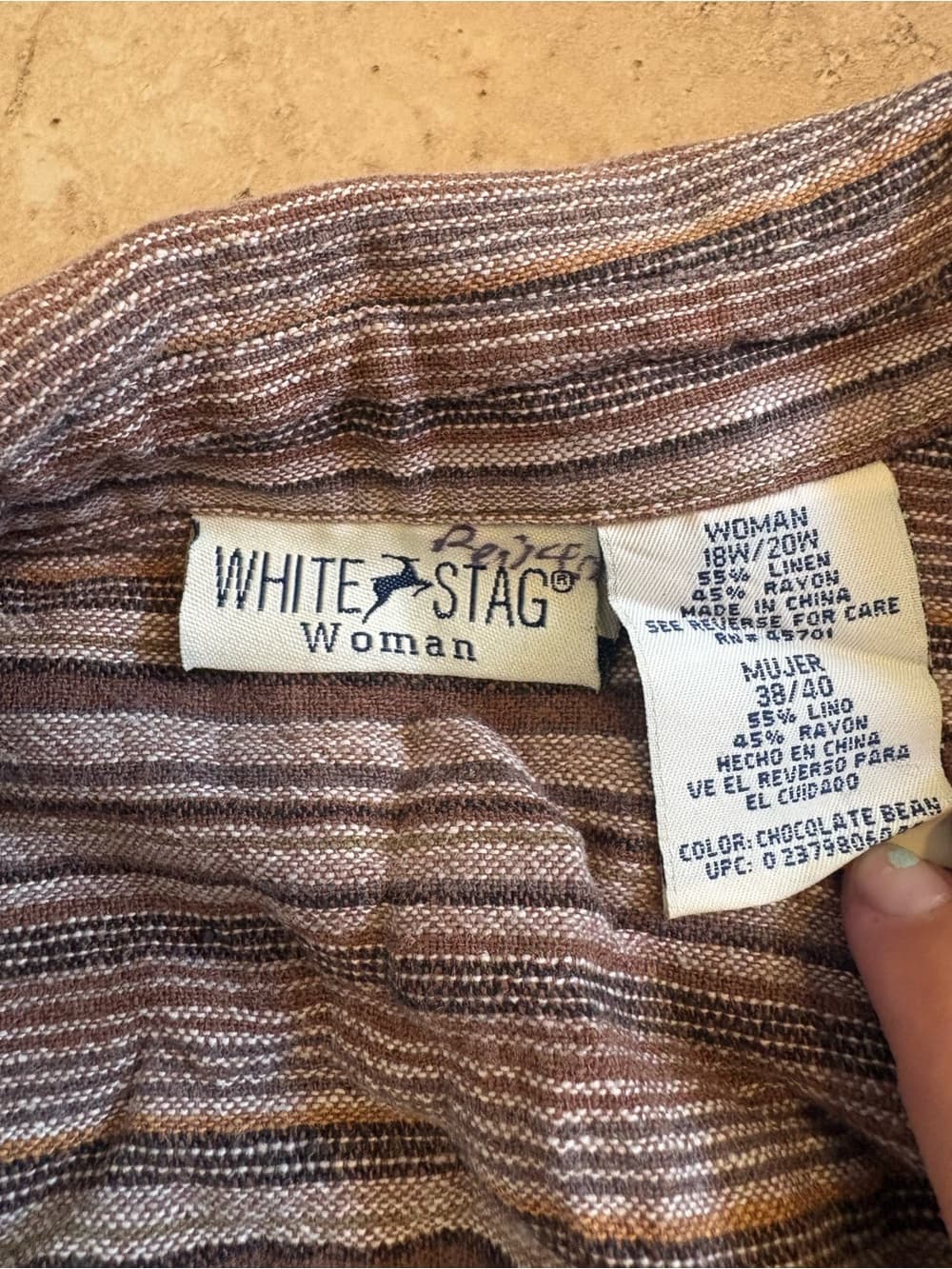 White Stag Men's Brown and Gray Striped Casual Button-Down Shirt - Thumbnail 2