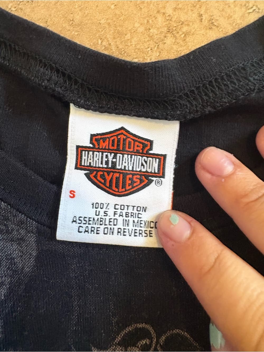 Harley-Davidson Black Tee with Orange Logo Tag - Thumbnail 2