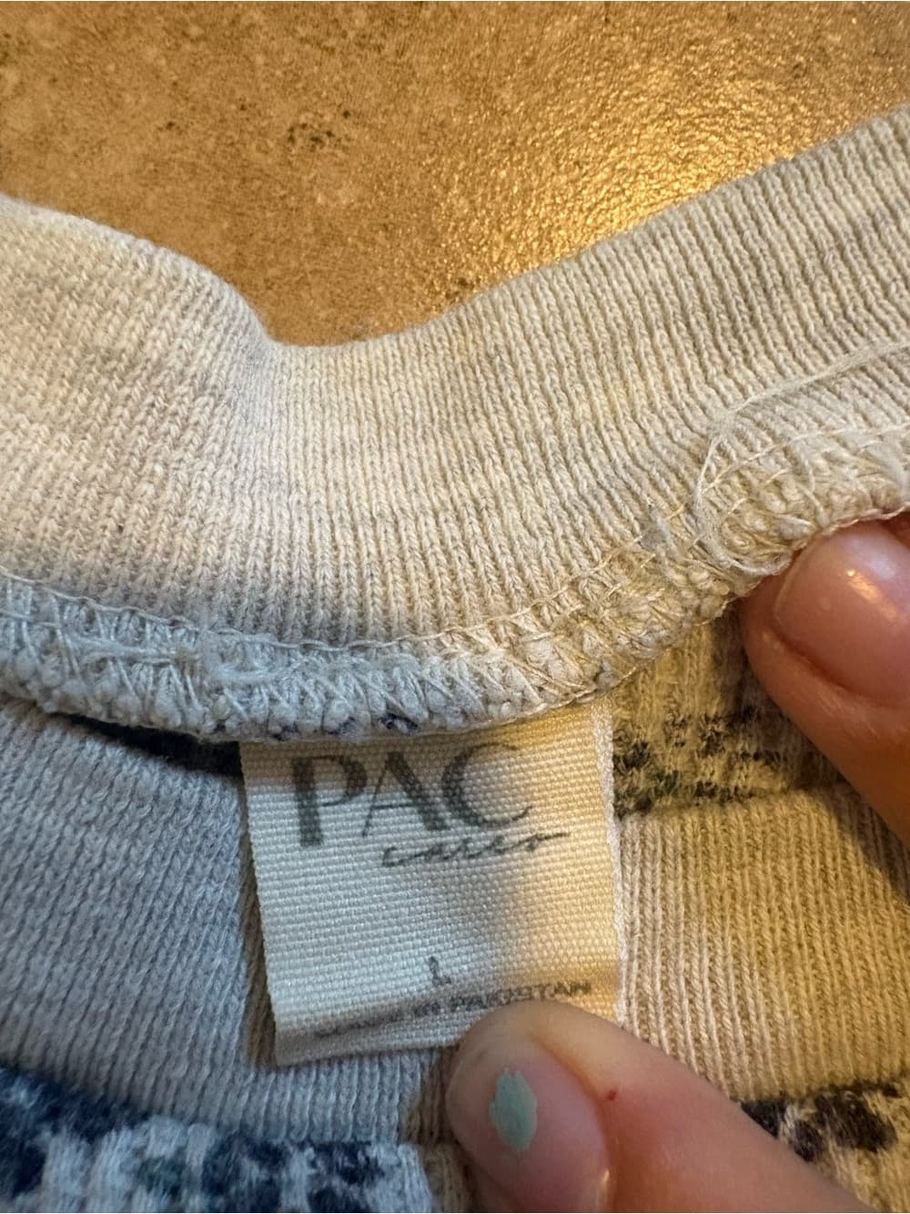 PacSun Women's Long Sleeve Thermal Tee in Cream and Navy Floral - Thumbnail 2