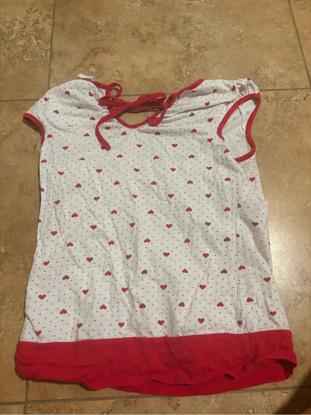 Timing White Tank Top with Red Heart Print and Red Trim - Thumbnail 2