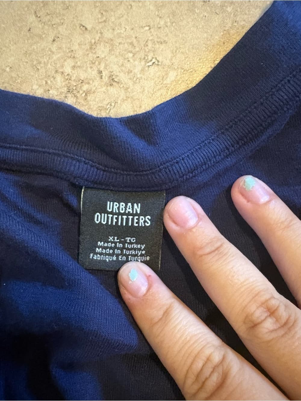 Urban Outfitters Navy Blue Long Sleeve Tee with NYC 1990 Patch - Thumbnail 2