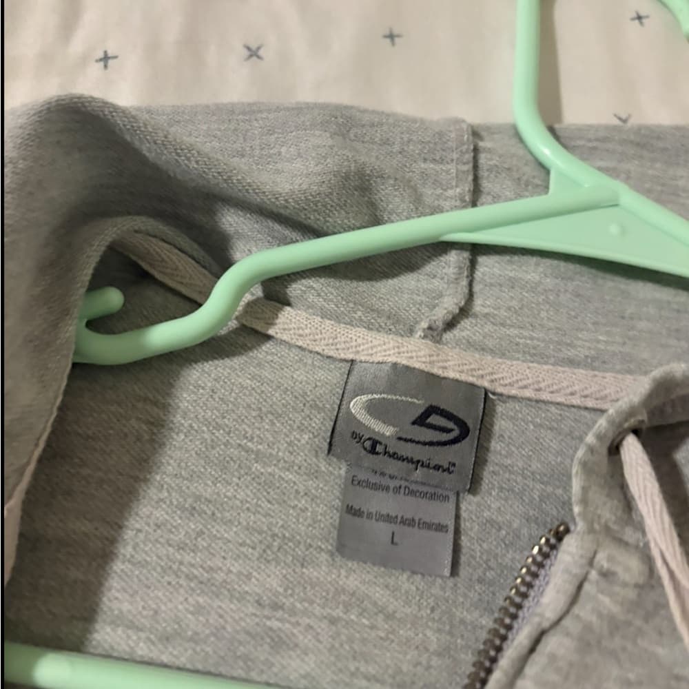 Champion Women's Light Gray Zip-Up Hoodie - Thumbnail 2