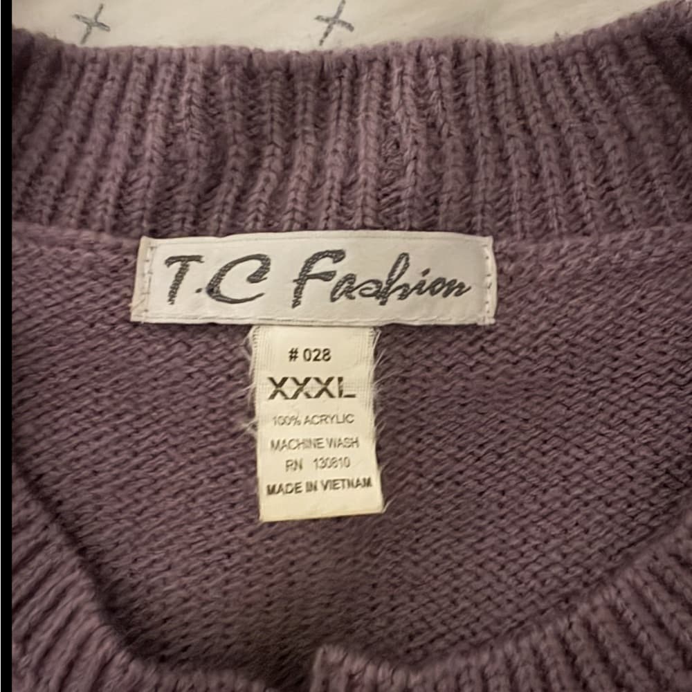 Embroidered Floral Purple Women's Sweater - Thumbnail 2