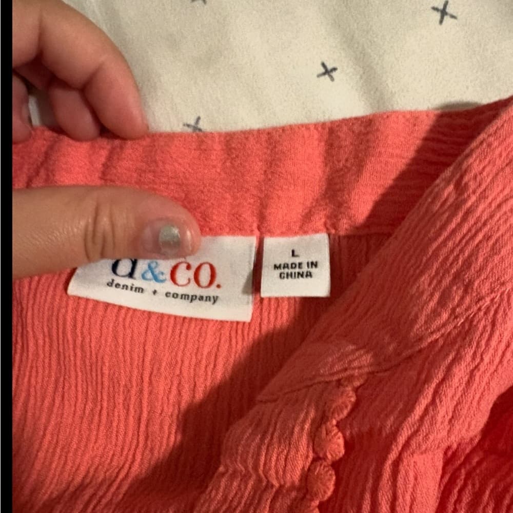 Coral Button-Up Blouse - Thumbnail 2
