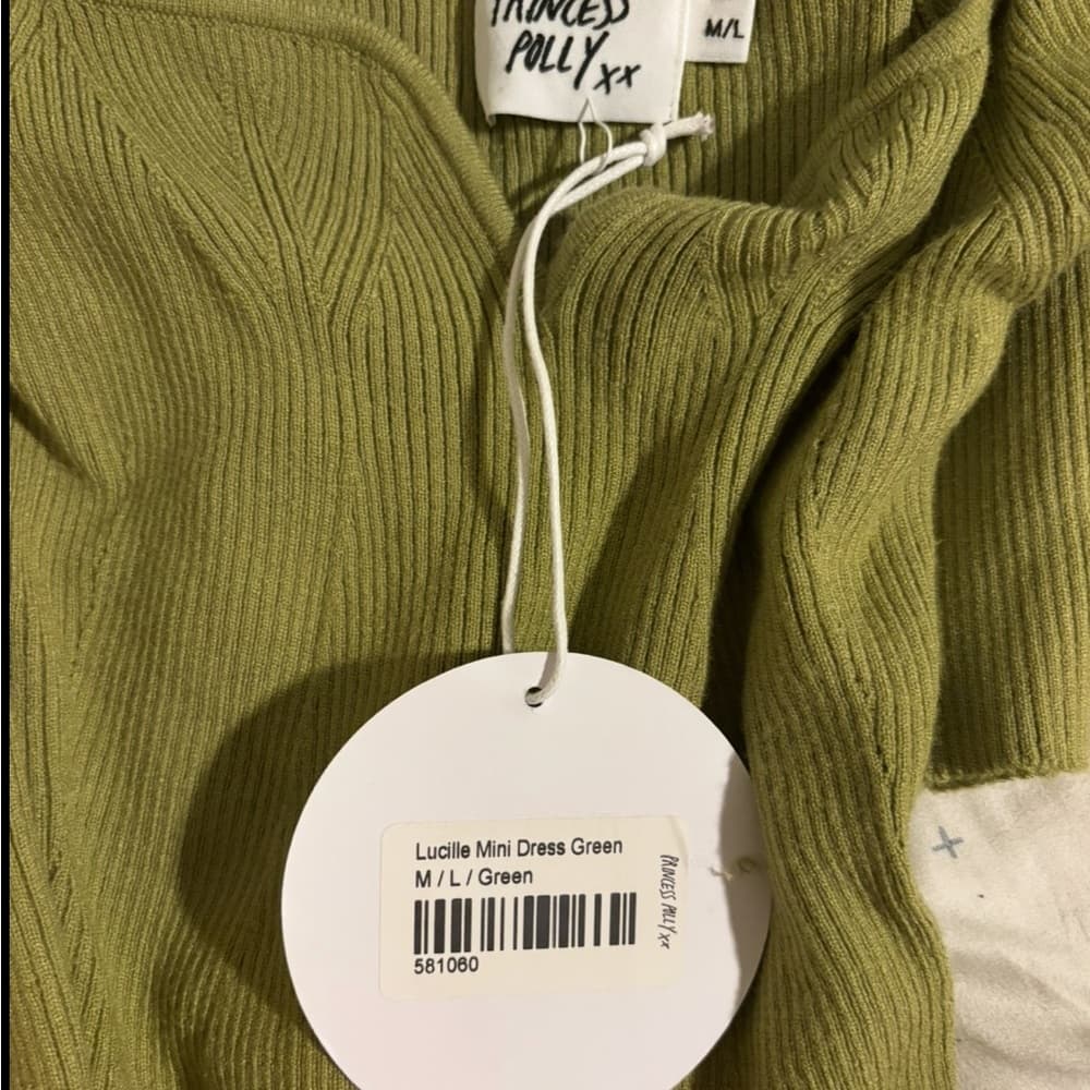 NWT Princess Polly Green Ribbed Knit Dress - Thumbnail 2