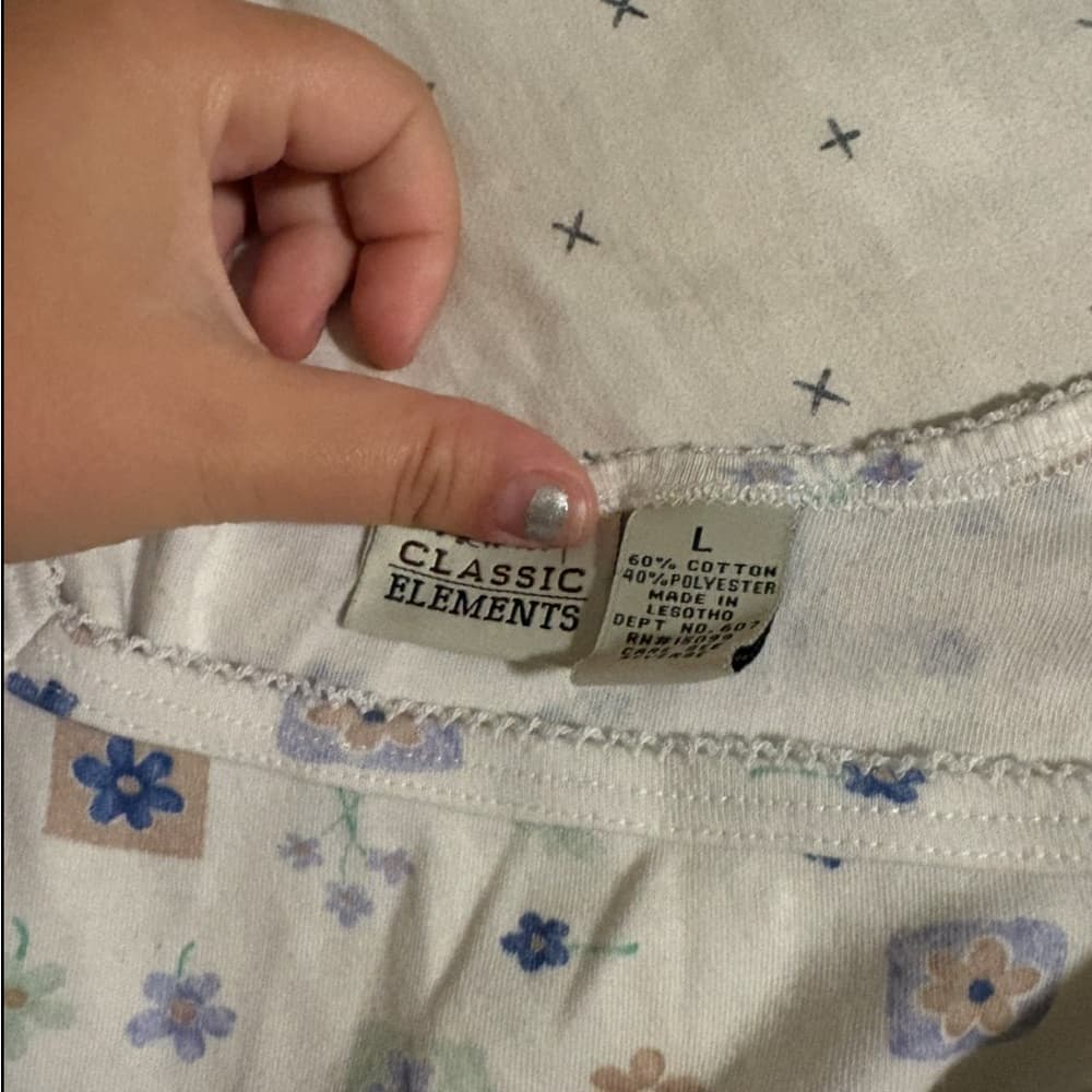 Vintage Cropped Floral Classic Elements White and Blue Camisole - Thumbnail 2