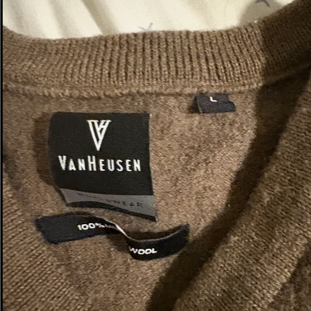 Wool Brown V-Neck Sweater Cozy Knit - Thumbnail 3