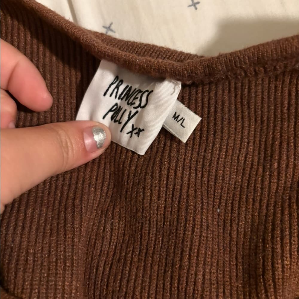 Princess Polly Brown Ribbed Sweater - Thumbnail 2