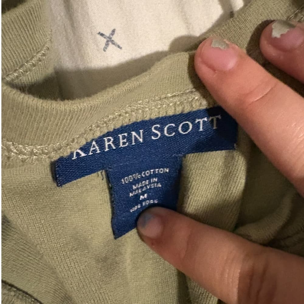 Henley Karen Scott Olive Long Sleeve Top - Thumbnail 2