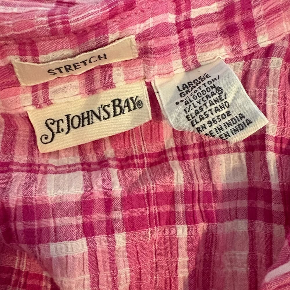 St. John's Bay Pink Checkered Sleeveless Top - Thumbnail 2