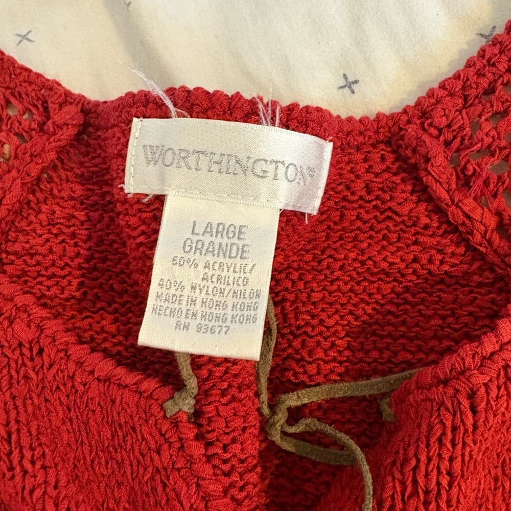 Red crochet trendy Knit Top - Thumbnail 2