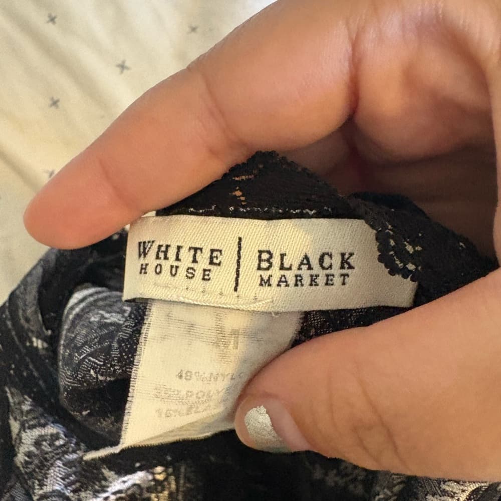 White House Black Market Black Lace Top - Thumbnail 2