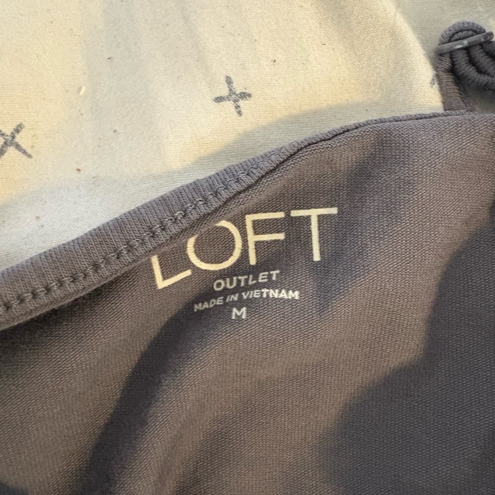 LOFT Gray Floral Camisole Top with Adjustable Straps - Thumbnail 2