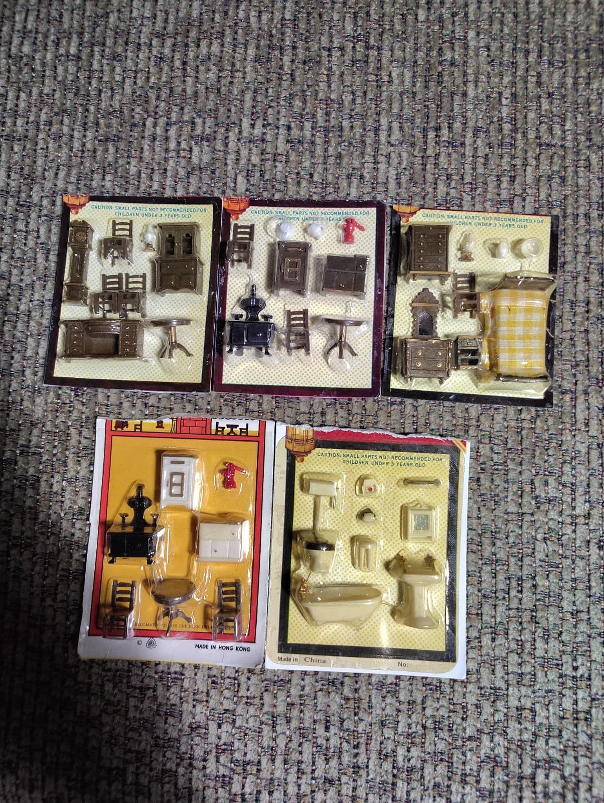 Vintage Mini Dollhouse Furniture - 8pc Set - 1:48 Scale Five Dif Sets You Choos - Thumbnail 6