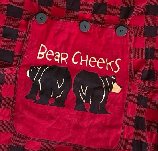 Lazy One Bear Cheeks Buffalo Plaid Flapjack Onesie Pajamas XS Red Black - Thumbnail 2