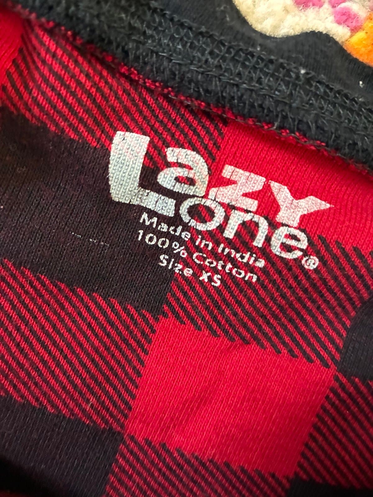 Lazy One Bear Cheeks Buffalo Plaid Flapjack Onesie Pajamas XS Red Black - Thumbnail 3