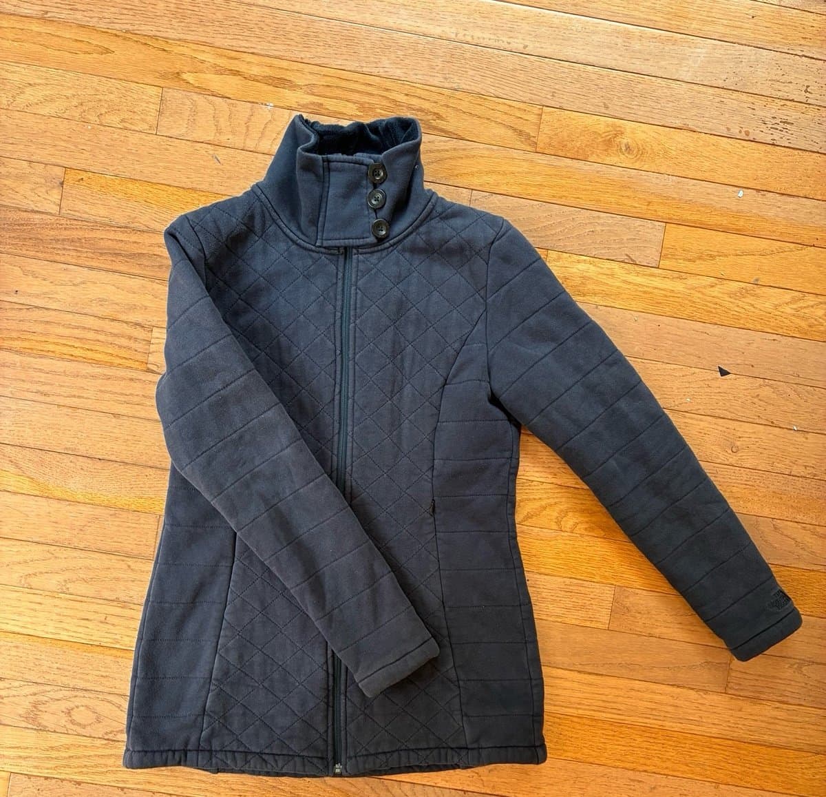 The North Face Women’s Medium Black Quilted Fleece Jacket Full Zip High Collar - Thumbnail 2